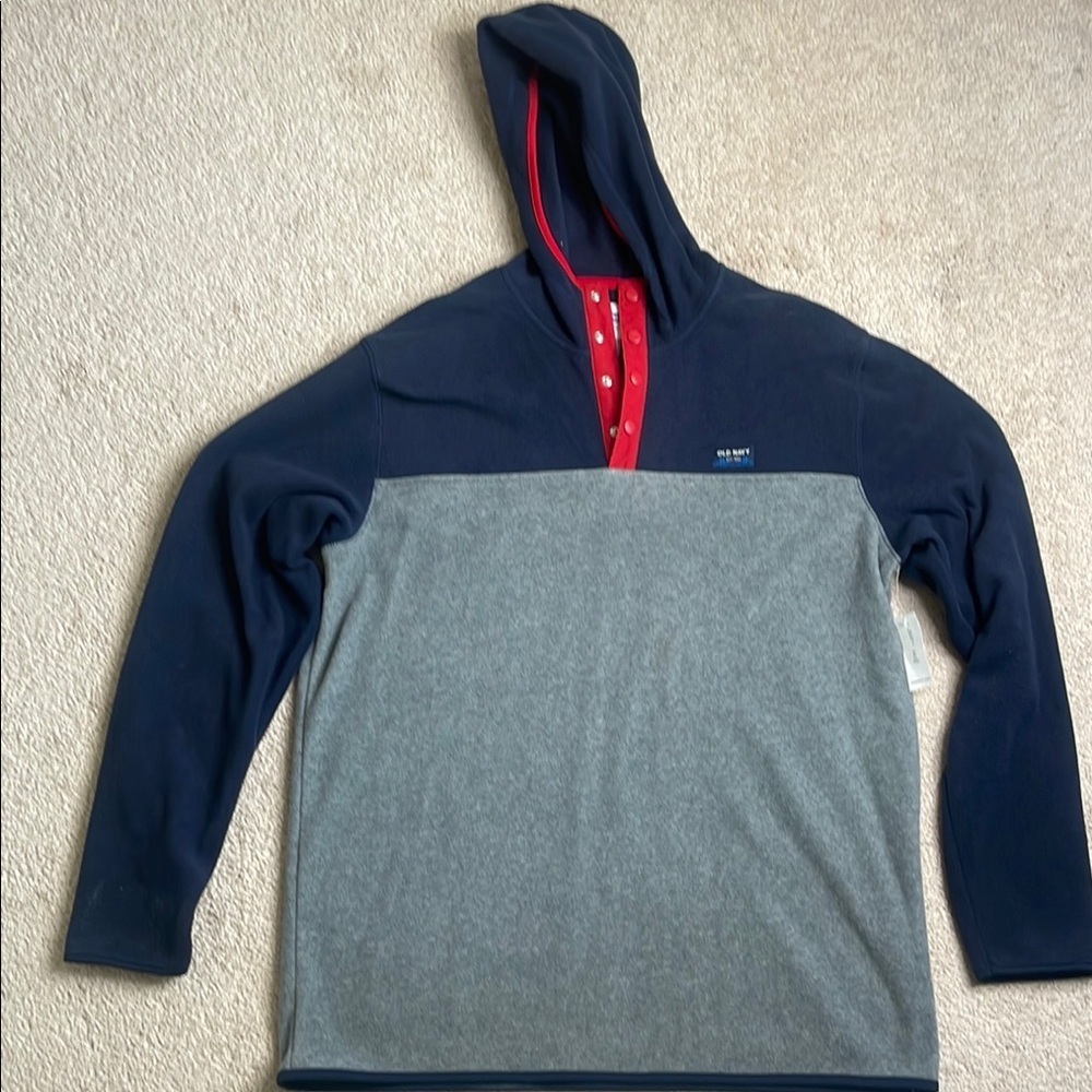 NWT Old Navy Navy and Gray Lightweight Hoodie (Size: XL Tall)